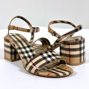 Burberry Cornwall Vintage Check Ankle Strap Sandals Archive Beige 36 Leather NWT